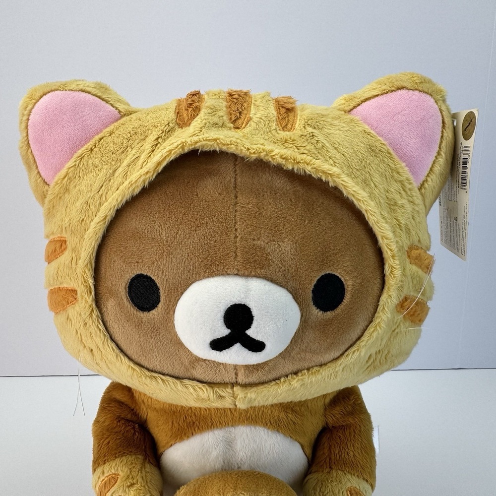 San-X Rilakkuma 14" Tiger Plush Holding Taiyaki Fish Zipper Pocket Brand New NWT - Picture 3 of 16